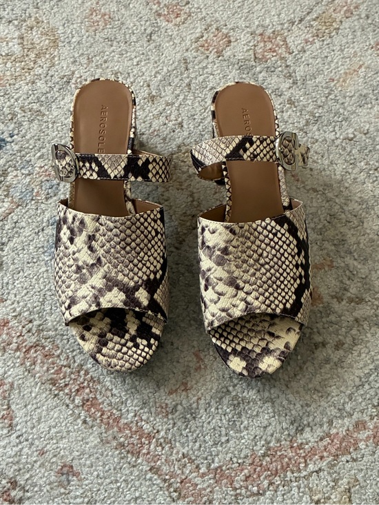 AEROSOLES Shoes - Aerosoles Women's Snake Print Slide Sandals - Size 8.5